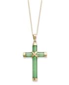 Jade Cross Pendant Necklace In 10k Gold (20 Ct. T.w.)