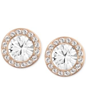 Swarovski Rose Gold-tone Crystal Round Button Earrings