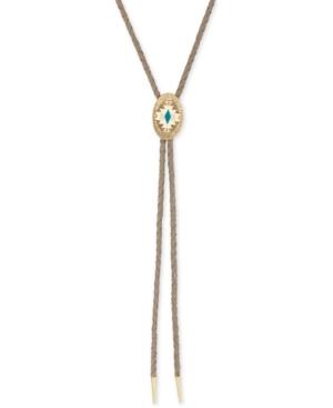 Lucky Brand Gold-tone Chevron Leather Bolo Necklace