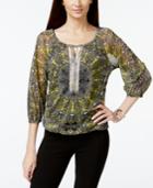 Inc International Concepts Embellished Keyhole Peasant Top, Only At Macy's