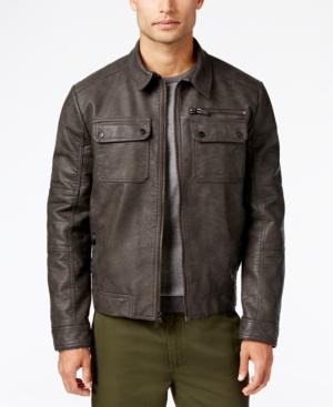 Kenneth Cole Men's Antiqued Faux-leather Bomber Jacket