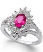 Ruby (1 Ct. T.w.) And Diamond (1/5 Ct. T.w.) Split Shank Ring In 14k White Gold