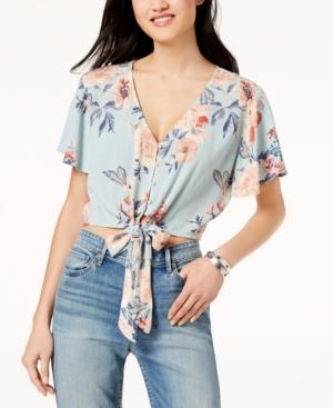 American Rag Juniors' Printed Tie-front Top, Created For Macy's