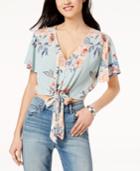 American Rag Juniors' Printed Tie-front Top, Created For Macy's