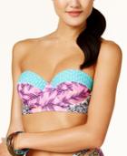 Hula Honey Leaf Breeze Printed Underwire Push-up Midkini Top Women's Swimsuit