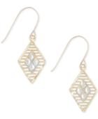 Two-tone Openwork Geometric Drop Earrings In 10k Gold And White Gold