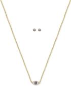 Kitsch Gold-tone Crystal Evil Eye Pendant Necklace & Stud Earrings