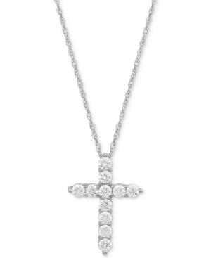 Arabella Swarovski Zirconia Cross Pendant Necklace In 14k White Gold