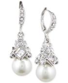 Givenchy Imitation Rhodium Crystal And Faux Pearl Small Drop Earring