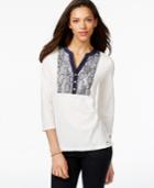 Tommy Hilfiger Lace-detail Three-quarter-sleeve Top