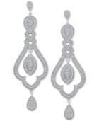 Diamond (1/2 Ct. T.w.) Halo Chandelier Drop Earrings In Sterling Silver