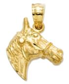 14k Gold Charm, Diamond-cut Horse Head Charm