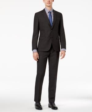Hugo Boss Men's Slim-fit Charcoal Textured Suit