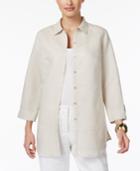 Jm Collection Roll-tab Knit Back Shirt, Only At Macy's