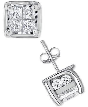 Trumiracle Diamond Quad Stud Earrings (1 Ct. T.w.) In 14k White Gold