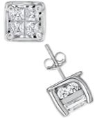 Trumiracle Diamond Quad Stud Earrings (1 Ct. T.w.) In 14k White Gold