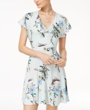 One Hart Juniors' Flutter-sleeve Fit & Flare Dress, Created For Macy's