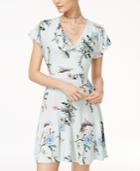One Hart Juniors' Flutter-sleeve Fit & Flare Dress, Created For Macy's