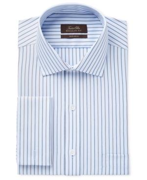 Tasso Elba Men's Classic-fit Non-iron Blue Texture Stripe Dress Shirt, Only At Macy's
