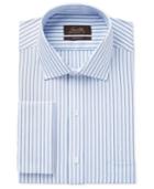 Tasso Elba Men's Classic-fit Non-iron Blue Texture Stripe Dress Shirt, Only At Macy's