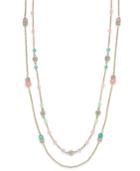 Charter Club Gold-tone Pastel Beads And Pave Double Layer Necklace, Only At Macy's