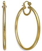 Sis By Simone I Smith Textured Large Hoop Earrings In 18k Gold Over Sterling Silver