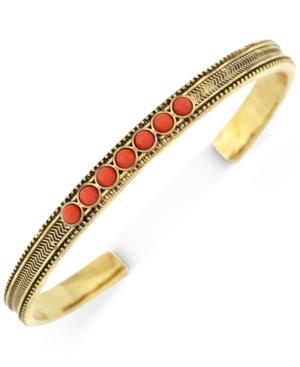 Bcbgeneration Gold-tone Textured Stone Cuff Bracelet