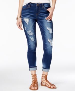 Rampage Juniors' Sophie Ripped Skinny Ankle Jeans