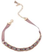 Lonna & Lilly Gold-tone Beaded Ribbon Choker Necklace