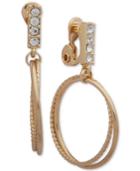 Anne Klein Crystal & Double-hoop Clip-on Drop Earrings
