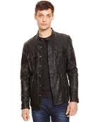 Kenneth Cole New York Leather Dirty Wash Shirt-jacket