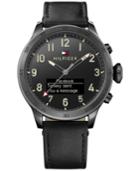 Tommy Hilfiger Men's Analog-digital Black Leather Strap Smart Watch 46mm 1791301