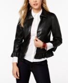 Tommy Hilfiger Ruffled Faux-leather Jacket, Created For Macy's