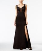 Emerald Sundae Juniors' Illusion-mesh A-line Gown
