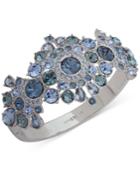 Givenchy Silver-tone Blue Crystal Statement Bangle Bracelet