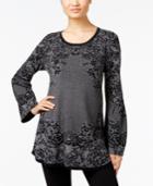 Style & Co. Jacquard Lantern-sleeve Sweater, Only At Macy's