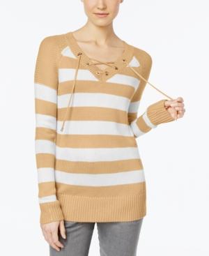 Calvin Klein Striped Lace-up Sweater