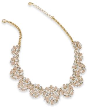 Charter Club Gold-tone Crystal & Pink Stone Statement Necklace, Created For Macy's