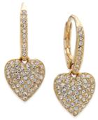 Danori Gold-tone Pave Heart Drop Earrings