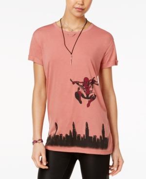 Marvel Juniors' Spider-man Skyline Graphic Tunic T-shirt