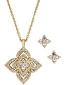 Charter Club Gold-tone Crystal Star Pendant Necklace And Stud Earrings