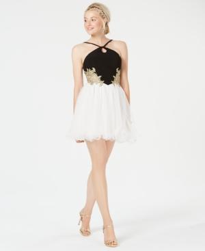 Blondie Nites Juniors' Embroidered Fit & Flare Dress