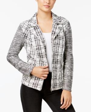 Style & Co Jacquard Moto Jacket, Created For Macy's