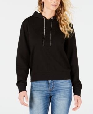 Guess Embossed Rhinestone-drawstring Hoodie