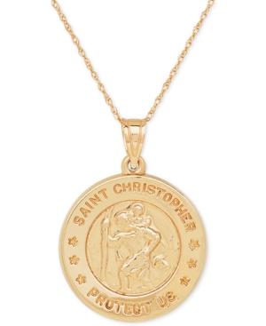 St. Christopher Medallion Pendant Necklace In 14k Gold