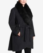 Calvin Klein Plus Size Faux-fur-trim Walker Coat