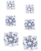 Nine West Silver-tone Crystal Small To Large Trio Earring