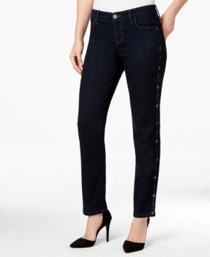 Style & Co. Petite Embellished Skinny Rinse Wash Ankle Jeans, Only At Macy's