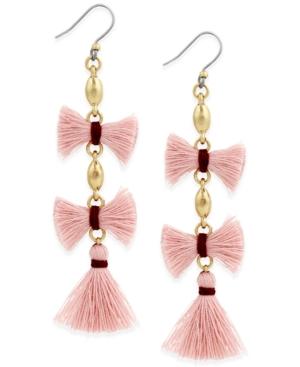Lucky Brand Gold-tone Fringe Triple-drop Earrings
