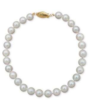 "belle De Mer Pearl Bracelet, 8"" 14k Gold A+ Akoya Cultured Pearl Strand (6-6-1/2mm)"